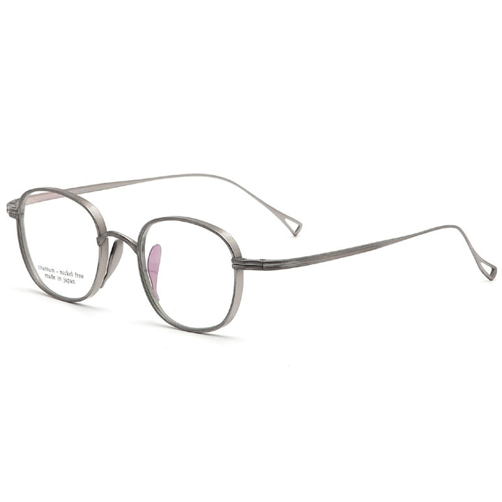 Muzz Men's Full Rim Square Oval Titanium Frame Eyeglasses 210518 Full Rim Muzz Silver  