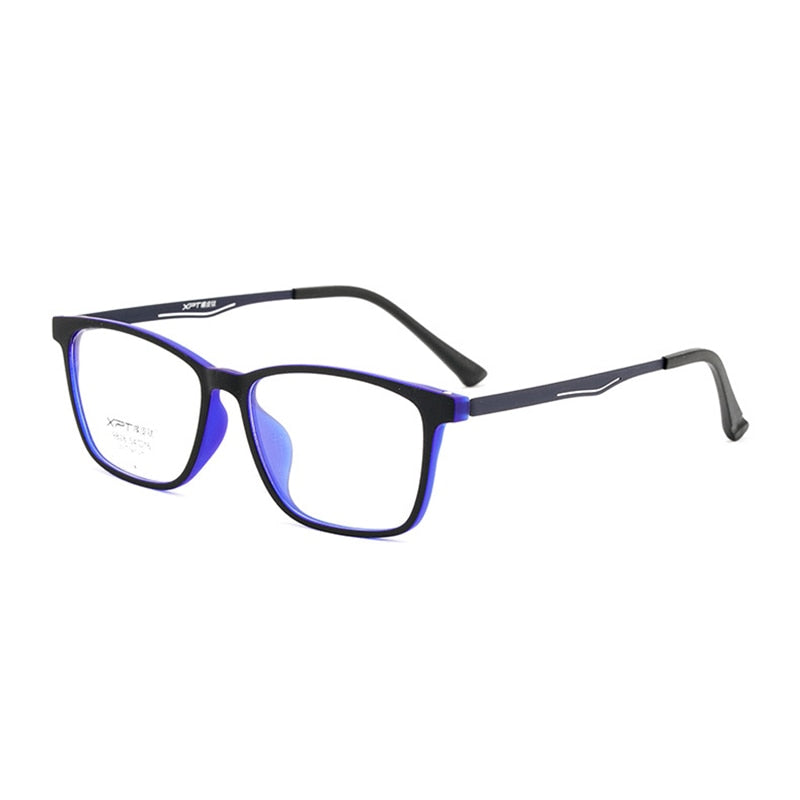 Hotony Unisex Full Rim Square TR 90 Resin B Titanium Frame Eyeglasses 9828 Full Rim Hotony Blue  