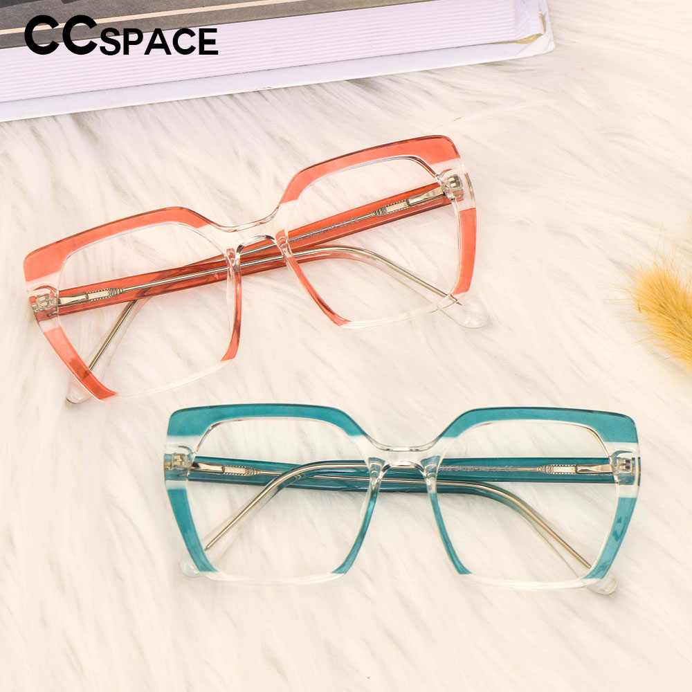 CCspace Unisex Full Rim Oversized Polygon Square Tr 90 Titanium Frame Eyeglasses 53590 Full Rim CCspace   