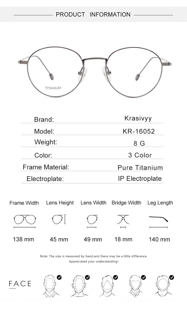 Krasivyy Unisex Full Rim Round Titanium Eyeglasses Kr16052 Full Rim Krasivyy   