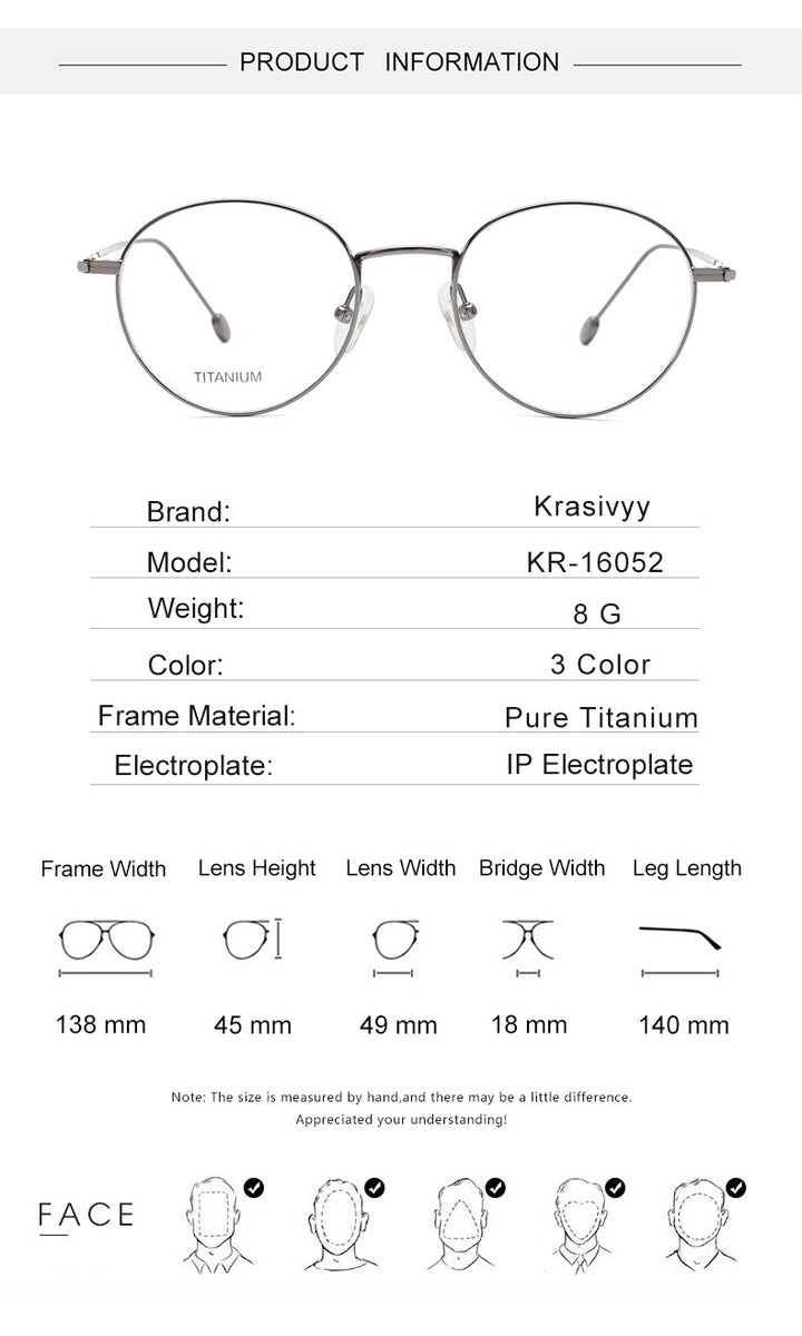 Krasivyy Unisex Full Rim Round Titanium Eyeglasses Kr16052 Full Rim Krasivyy   