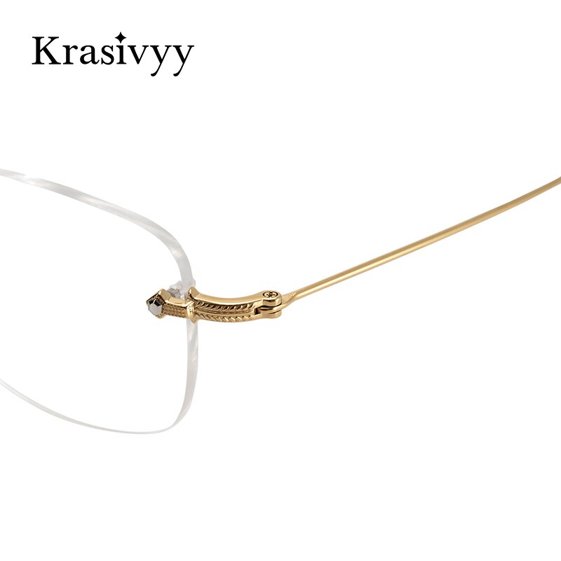 Krasivyy Men's Rimless Square Titanium Eyeglasses Kr16077 Rimless Krasivyy   