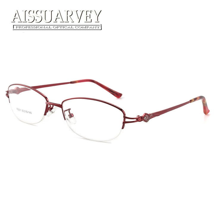 Aissuarvey Women's Semi Rim Alloy Frame Eyeglasses Asf6001 Semi Rim Aissuarvey Eyeglasses Red  