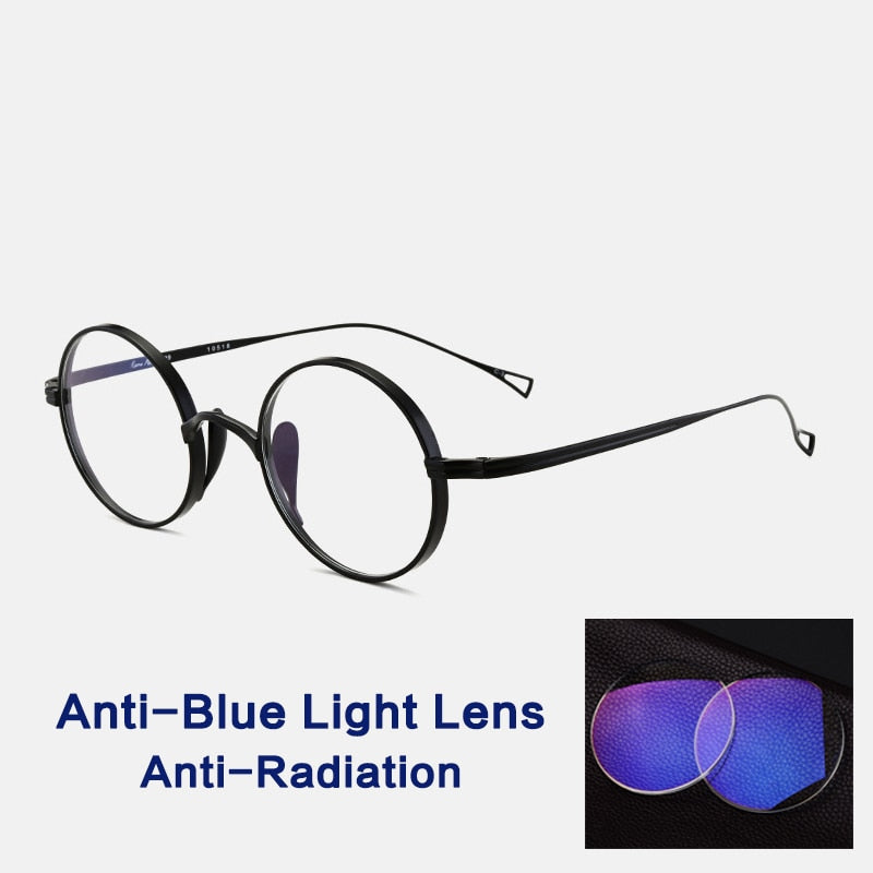 Gatenac Unisex Full Rim Round Titanium Frame Eyeglasses Gxyj02 Full Rim Gatenac Black Anti blue  
