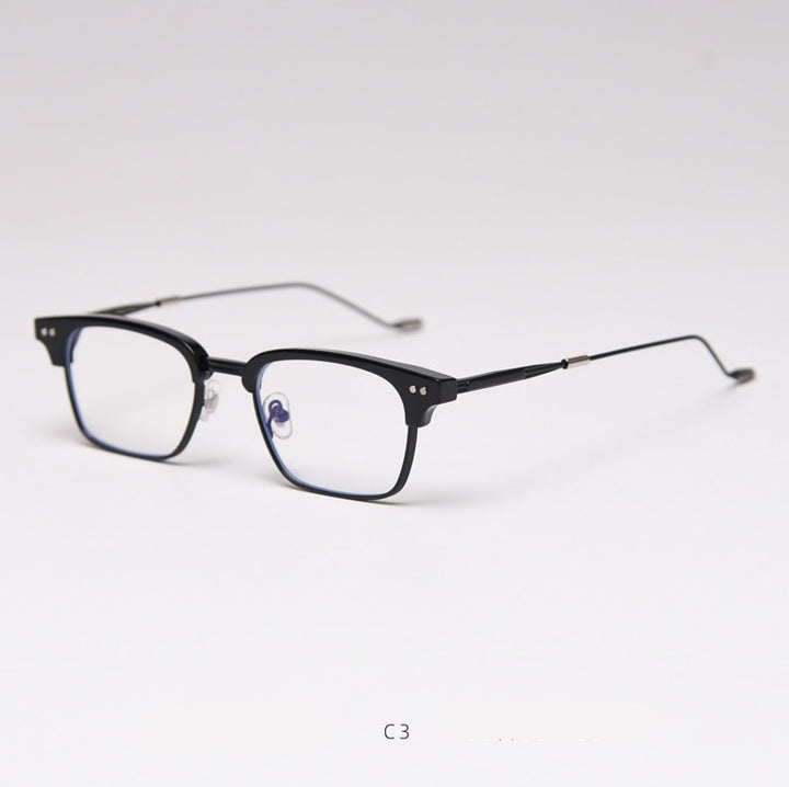 CCSpace Unisex Full Rim Square Tr 90 Titanium Frame Eyeglasses 49056 Full Rim CCspace C3matte-black  