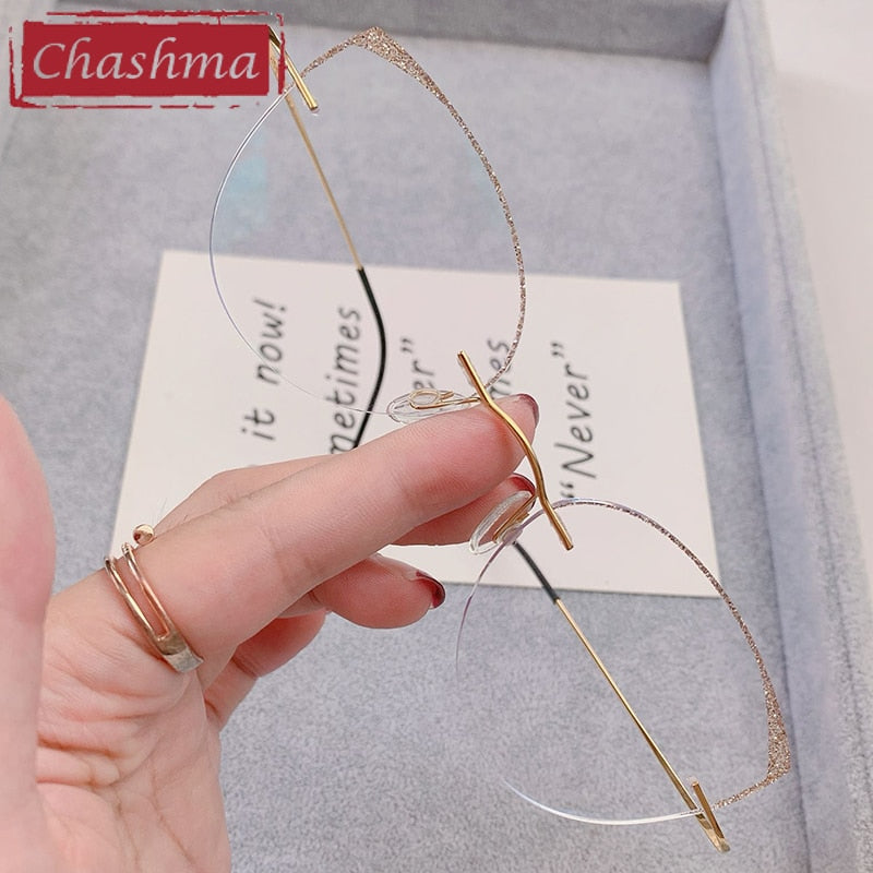 Chashma Ottica Women's Rimless Square Cat Eye Titanium Eyeglasses 16016c Rimless Chashma Ottica Default Title  