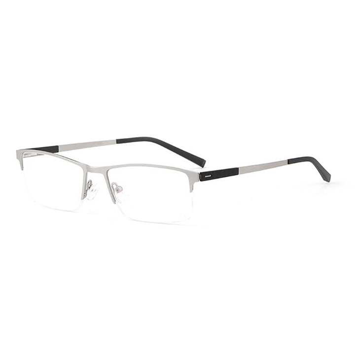 Hotochki Unisex Semi Rim Square Alloy Frame Eyeglasses 8839 Semi Rim Hotochki Silver  