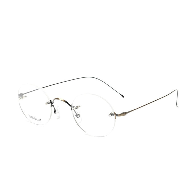 Men's Rimless Titanium Frame Round Reading Glasses Reading Glasses Yujo China 0 C1