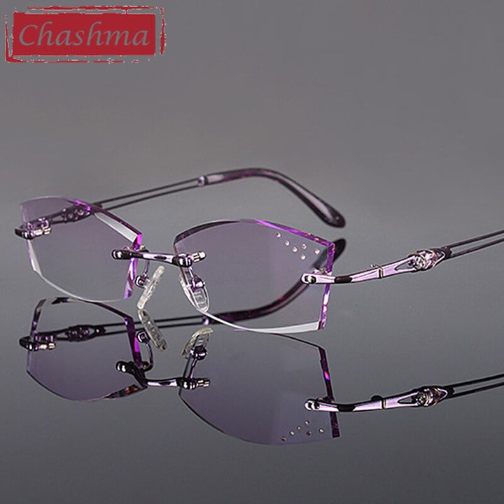 Chashma Ottica Women's Rimless Irregular Square Titanium Eyeglasses Tinted Lenses 1005 Rimless Chashma Ottica   