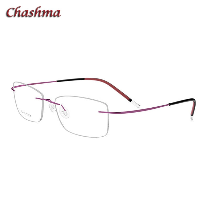 Chashma Ochki Unisex Rimless Square Titanium Eyeglasses 9609 Rimless Chashma Ochki Pink  