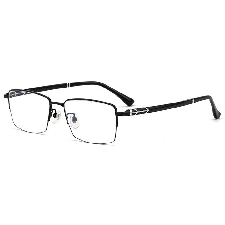 KatKani Men's Semi Rim Alloy Square Frame Eyeglasses 8253 Semi Rim KatKani Eyeglasses Black  