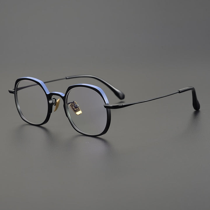 Gatenac Unisex Full Rim Square Titanium Frame Eyeglasses Gxyj700 Full Rim Gatenac Black Blue  