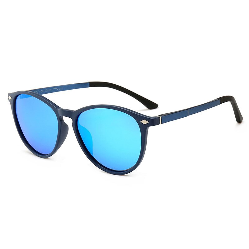 Reven Jate Men Women Classic Rivet Polarized Sunglasses Tr90 Legs Lighter Design Oval Frame Uv400 9900 Sunglasses Reven Jate blue-blue  