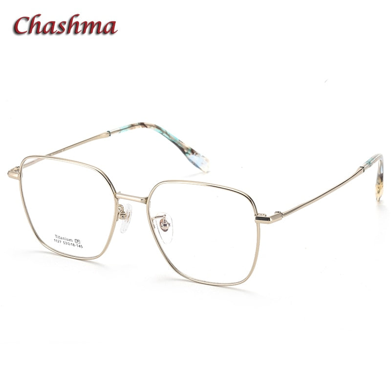 Chashma Ochki Unisex Full Rim Square Titanium Eyeglasses 1127 Full Rim Chashma Ochki Silver  