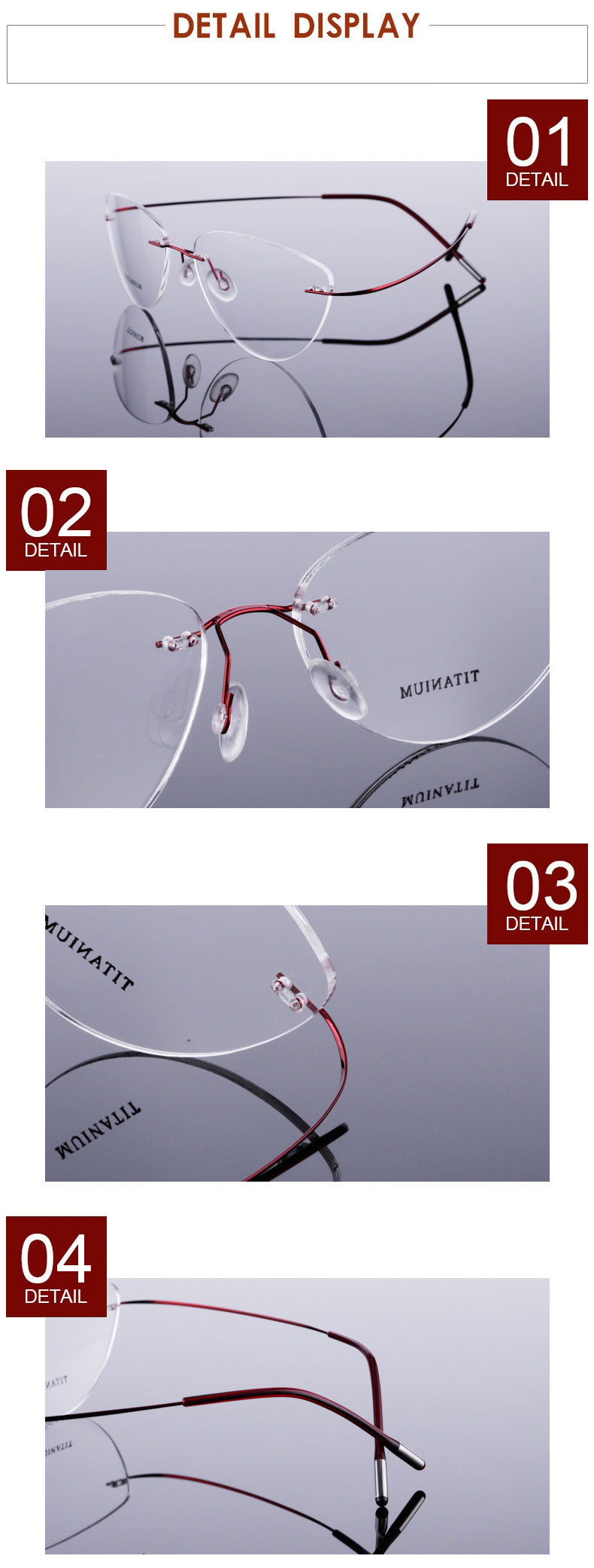 Reven Jate Flexible Titanium Alloy Rimless Eyeglasses Frame For Glasses Eyewear For Women And Men 20003 Rimless Reven Jate   