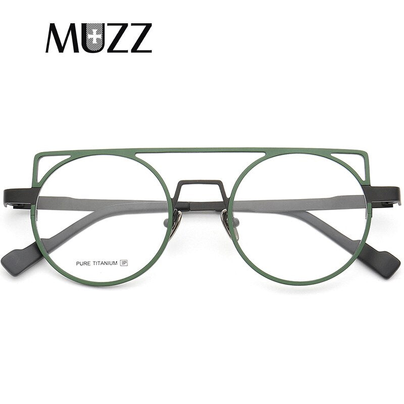 Muzz Women's Full Rim Round Cat Eye Titanium Double Bridge Frame Eyeglasses T70 Full Rim Muzz C2  