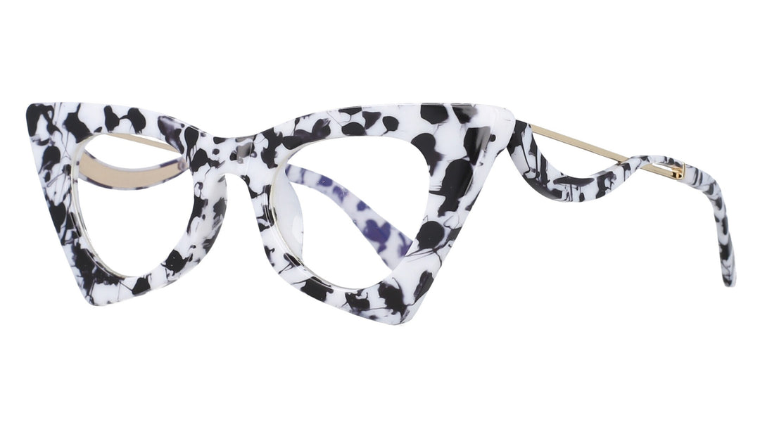 CCSpace Women's Full Rim Cat Eye Resin Alloy Frame Eyeglasses 51094 Full Rim CCspace White leopard China 
