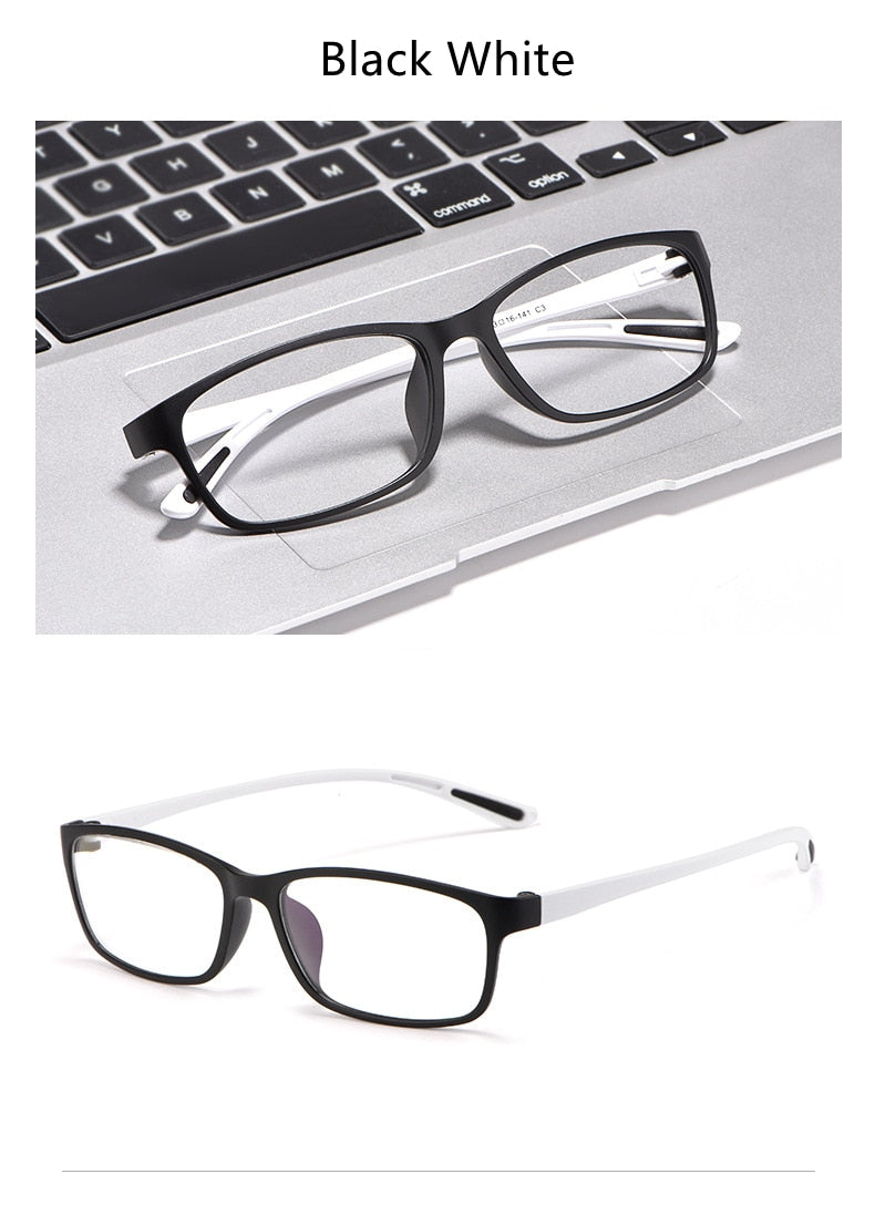 KatKani Unisex Bright Black Black White Reading Glasses Anti Blue Light Bf13017 Reading Glasses KatKani Eyeglasses   