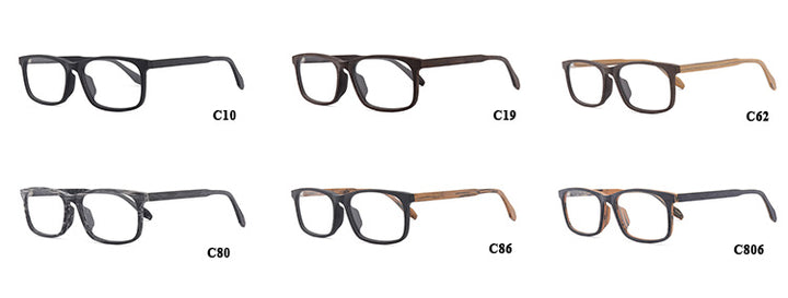 Hdcrafter Unisex Full Rim Oversized Square Wood Frame Eyeglasses 1691 Full Rim Hdcrafter Eyeglasses   