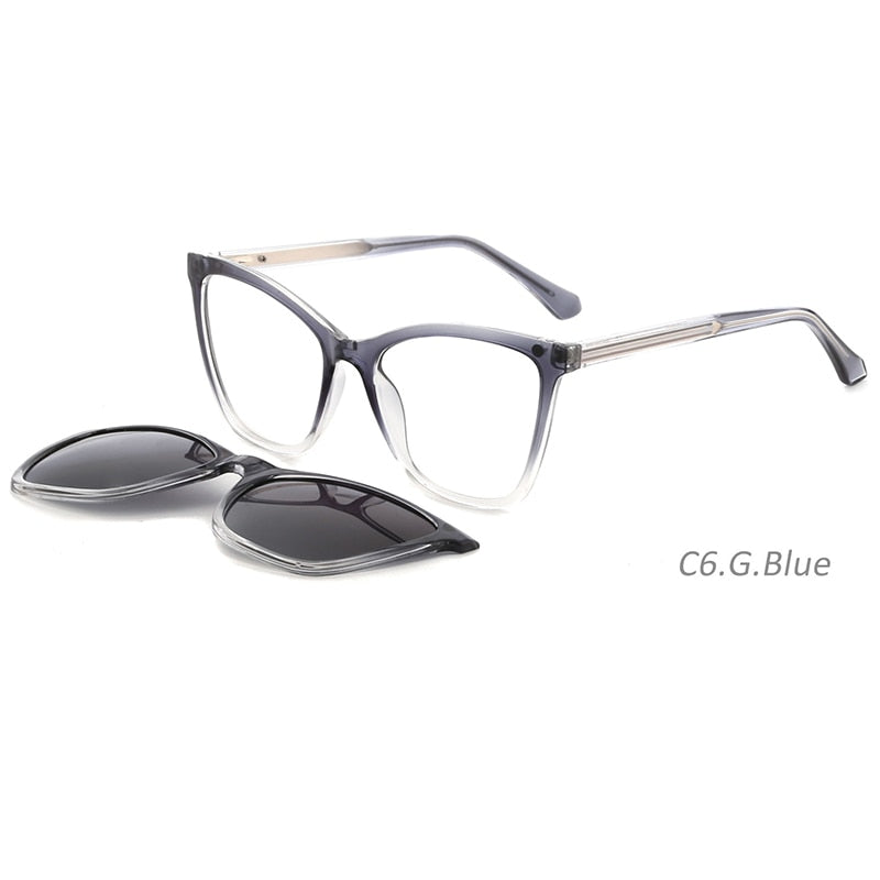 Kansept Unisex Full Rim Square Acetate Titanium Frame Eyeglasses Magnetic Polarized Clip On Sunglasses Fn3006 Clip On Sunglasses Kansept   