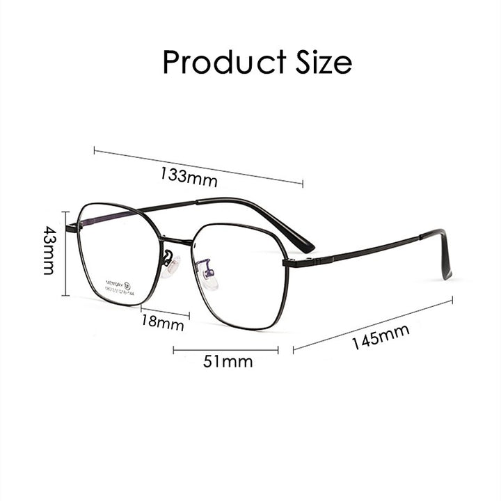 KatKani Unisex Full Rim Titanium Alloy Polygon Frame Eyeglasses 68013 Full Rim KatKani Eyeglasses   