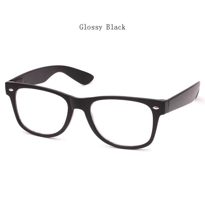 Hdcrafter Unisex Full Rim Square Acetate Frame Reading Glasses H9002 Reading Glasses Hdcrafter Eyeglasses +100 Glossy Black 