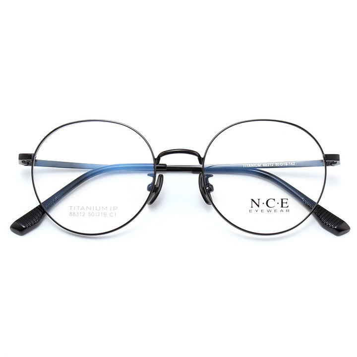 Unisex Round Full Rim Titanium Frame Eyeglasses Sc88312 Full Rim Bclear   