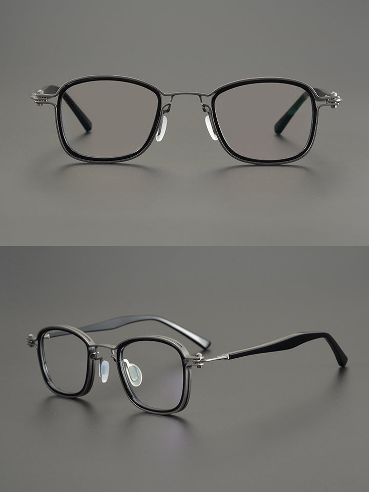 Gatenac Unisex Full Rim Square Acetate Alloy Frame Eyeglasses Gxyj698 Full Rim Gatenac   