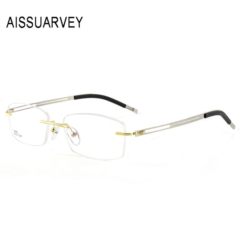 Aissuarvey Men's Rimless Titanium Alloy Frame Eyeglasses As52001 Rimless Aissuarvey Eyeglasses   