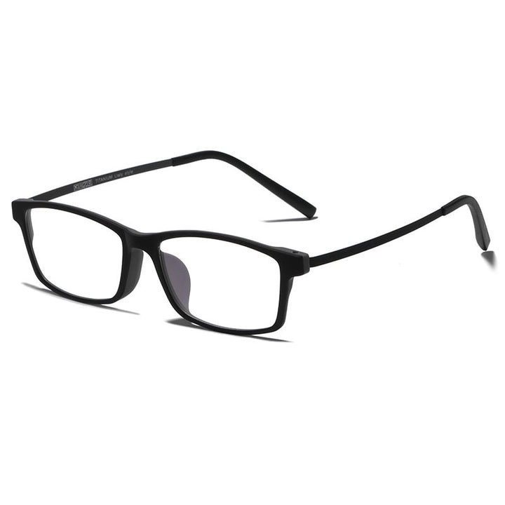 KatKani Men's  Full Rim TR 90 Alloy Frame Titanium Temple Eyeglasses 20971 Full Rim KatKani Eyeglasses Black  