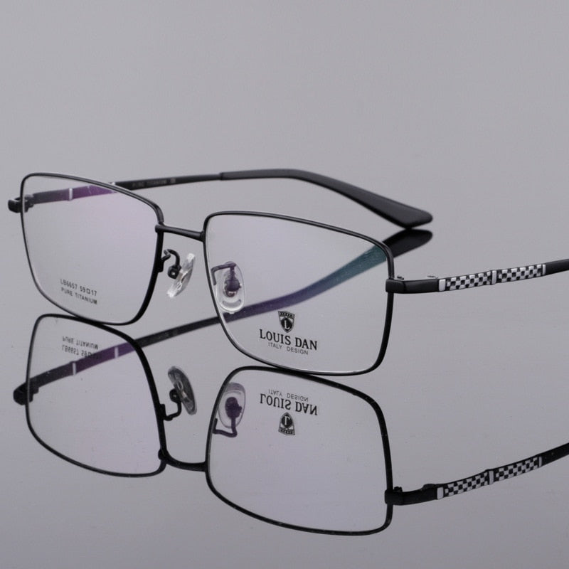 Men's Square Full Rim Titanium Frame Eyeglasses Lb6657 Full Rim Bclear   