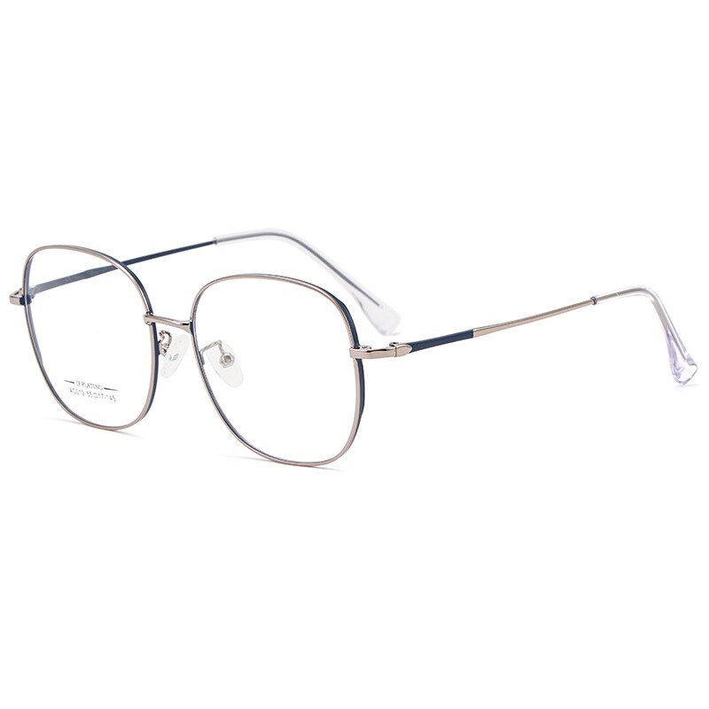 KatKani  Unisex Full Rim Square IP Plated Titanium Alloy Frame Eyeglasses Ac012 Full Rim KatKani Eyeglasses Blue Gun  