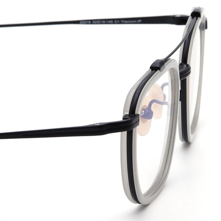 Muzz Men's Full Rim Square Polygonal Acetate Titanium Frame Eyeglasses M05209 Full Rim Muzz   