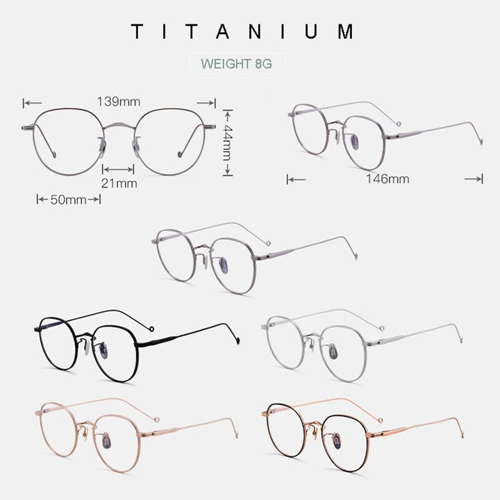 Aissuarvey Round Full Rim Titanium Frame Eyeglasses Unisex Full Rim Aissuarvey Eyeglasses   