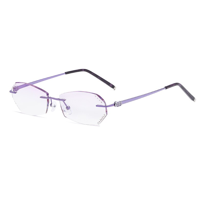 Zirosat 623HT Women's Eyeglasses Titanium Rimless Diamond Trimmed Rimless Zirosat purple  
