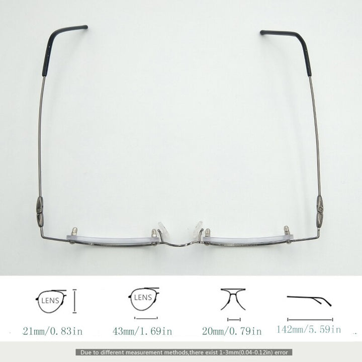 Unisex Small Square Semi Rim Stainless Steel Reading Glasses Reading Glasses Yujo   