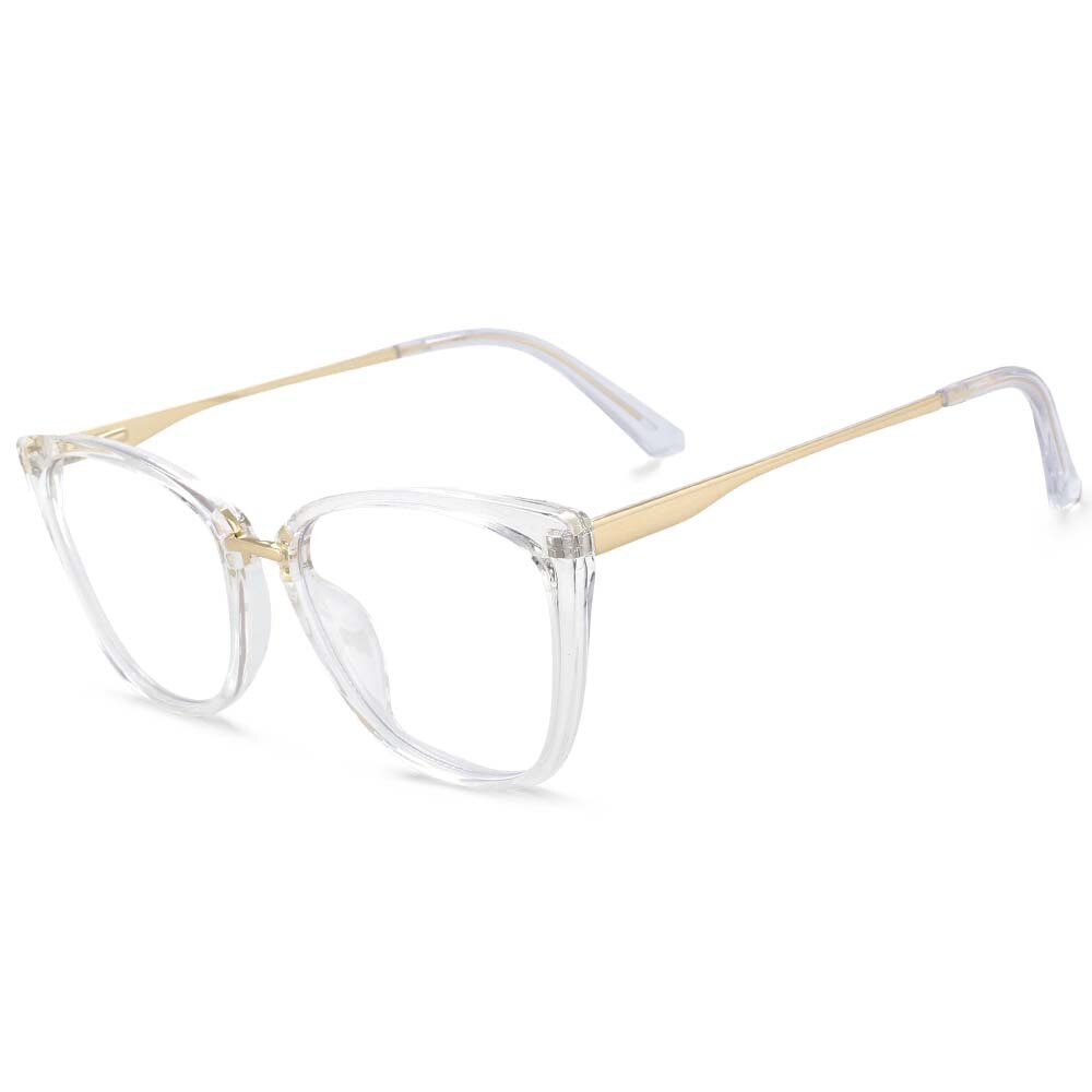 CCSpace Women's Full Rim Square Cat Eye Tr 90 Titanium Frame Eyeglasses 54077 Full Rim CCspace China Clear 