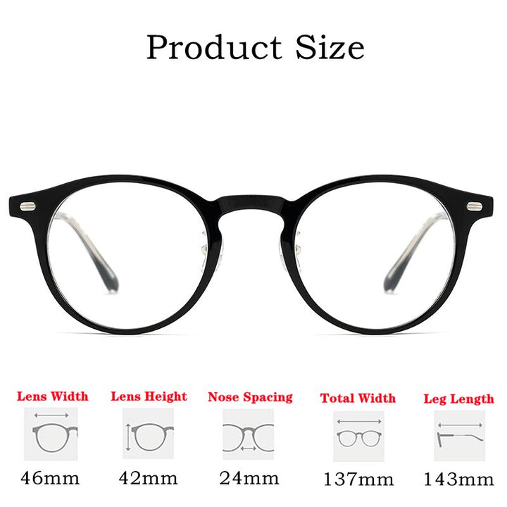 Yimaruili Unisex Full Rim Round Acetate Plated Frame Eyeglasses KBT98C21 Full Rim Yimaruili Eyeglasses   