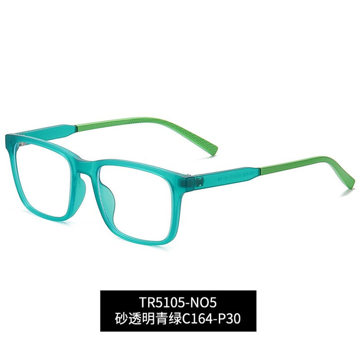 Children's Square Full Rim Silica Titanium Eyeglasses Anti Blue Light Lenses Wd5105 Full Rim Bclear Transparent green  