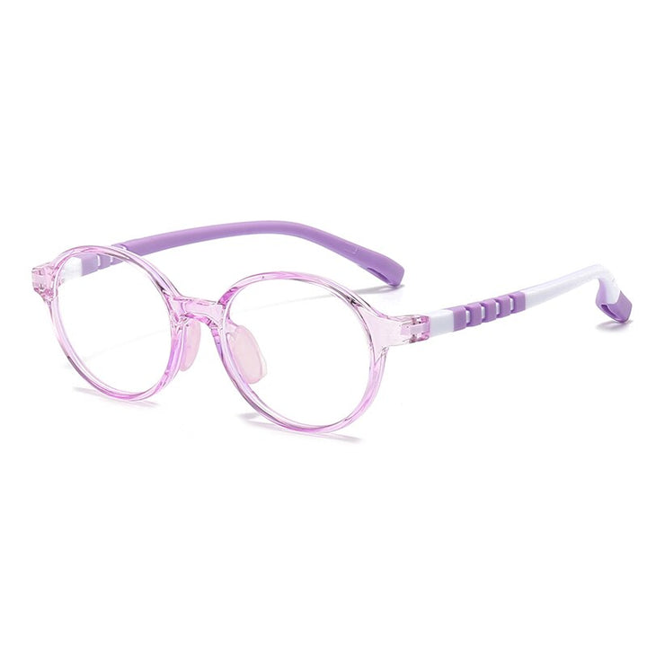 Oveliness Unisex Children's Full Rim Round Tr 90 Silicone Titanium Eyeglasses Trd108 Full Rim Oveliness c5 purple  