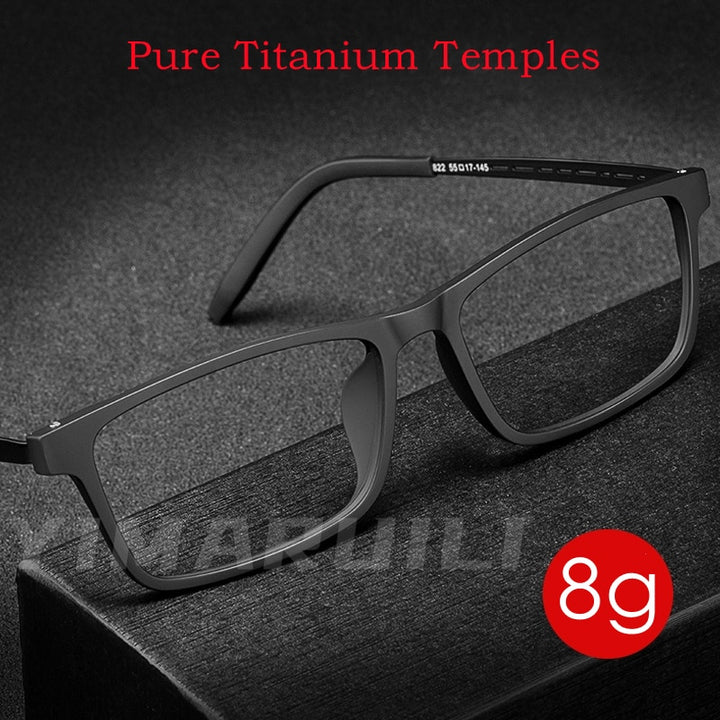 Yimaruili Unisex Full Rim Titanium Square Frame Eyeglasses 8822T Full Rim Yimaruili Eyeglasses   