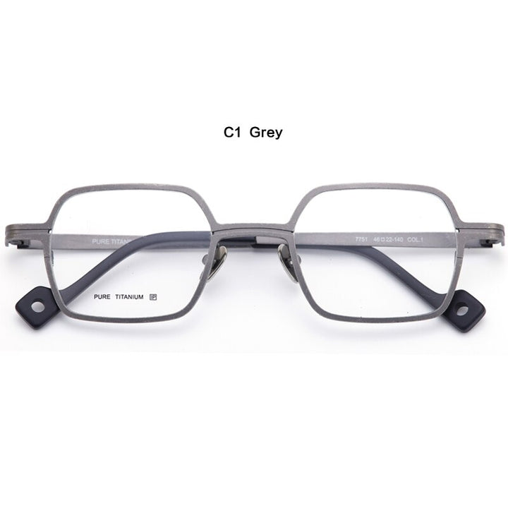Muzz Unisex Full Rim Square Titanium Frame Eyeglasses T7751 Full Rim Muzz C1  