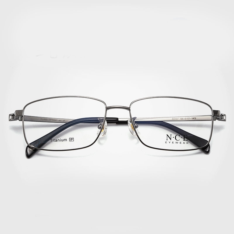 Men's Full Rim Square Titanium Frame Eyeglasses Sc8357 Full Rim Bclear gray  