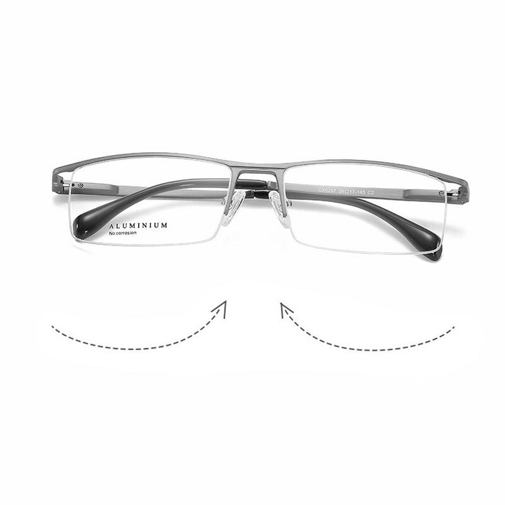 Hotochki Unisex Semi Rim Aluminum Magnesium Alloy Frame Eyeglasses 6297 Semi Rim Hotochki   