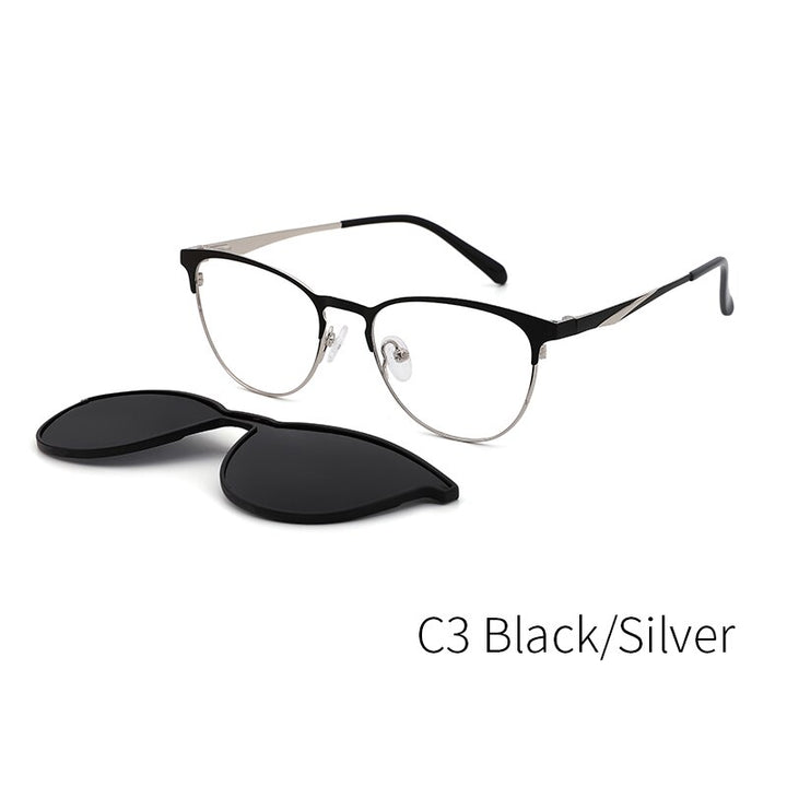 Women's Glasses 2 In 1 Magnet Polarized Clip On Sunglasses Dp33104 Clip On Sunglasses Kansept DP33104C3  