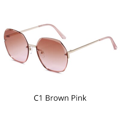 Ralferty Women's Sunglasses Oversize Round Irregular W3006 Sunglasses Ralferty C1 Brown Pink China As picture