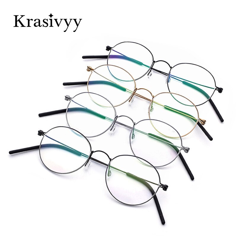 Krasivyy Men's Full Rim Round Screwless Titanium Eyeglasses Kr67510 Full Rim Krasivyy   