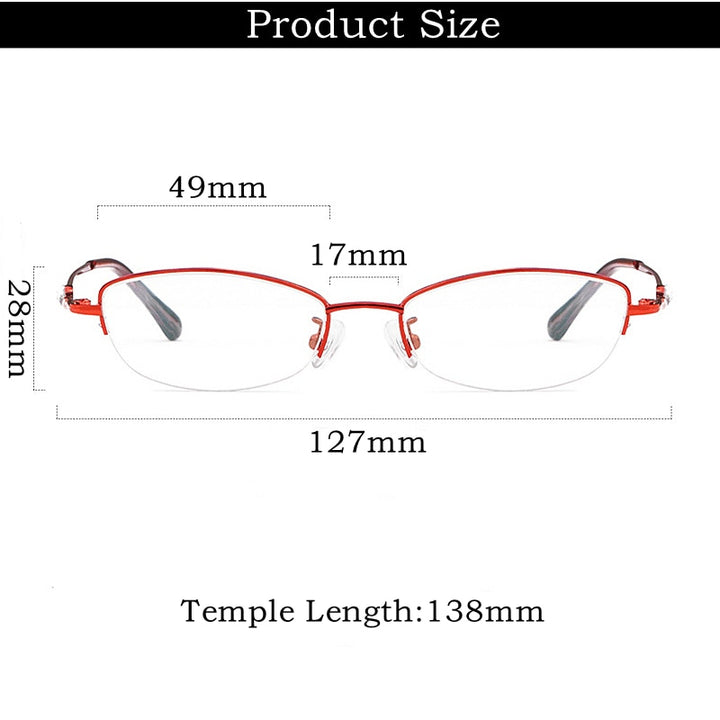 Yimaruili Women's Semi Rim Oval Alloy Frame Eyeglasses F3039 Semi Rim Yimaruili Eyeglasses   