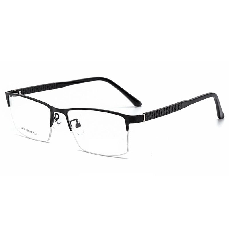 Hotochki Men's Semi Rim Browline Alloy Frame Eyeglasses 2470 Semi Rim Hotochki black  