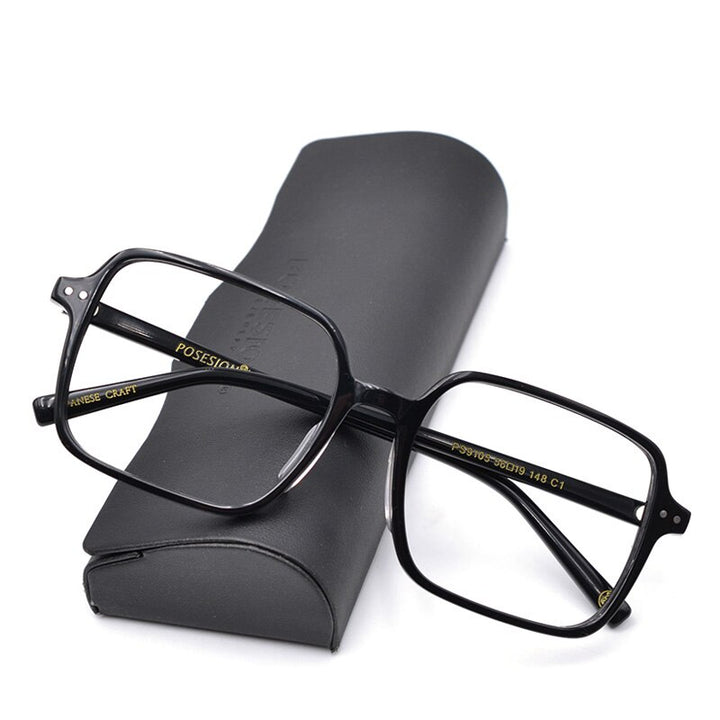 Hdcrafter Women's Full Rim Oversized Square Acetate Frame Eyeglasses Ps9105 Full Rim Hdcrafter Eyeglasses   